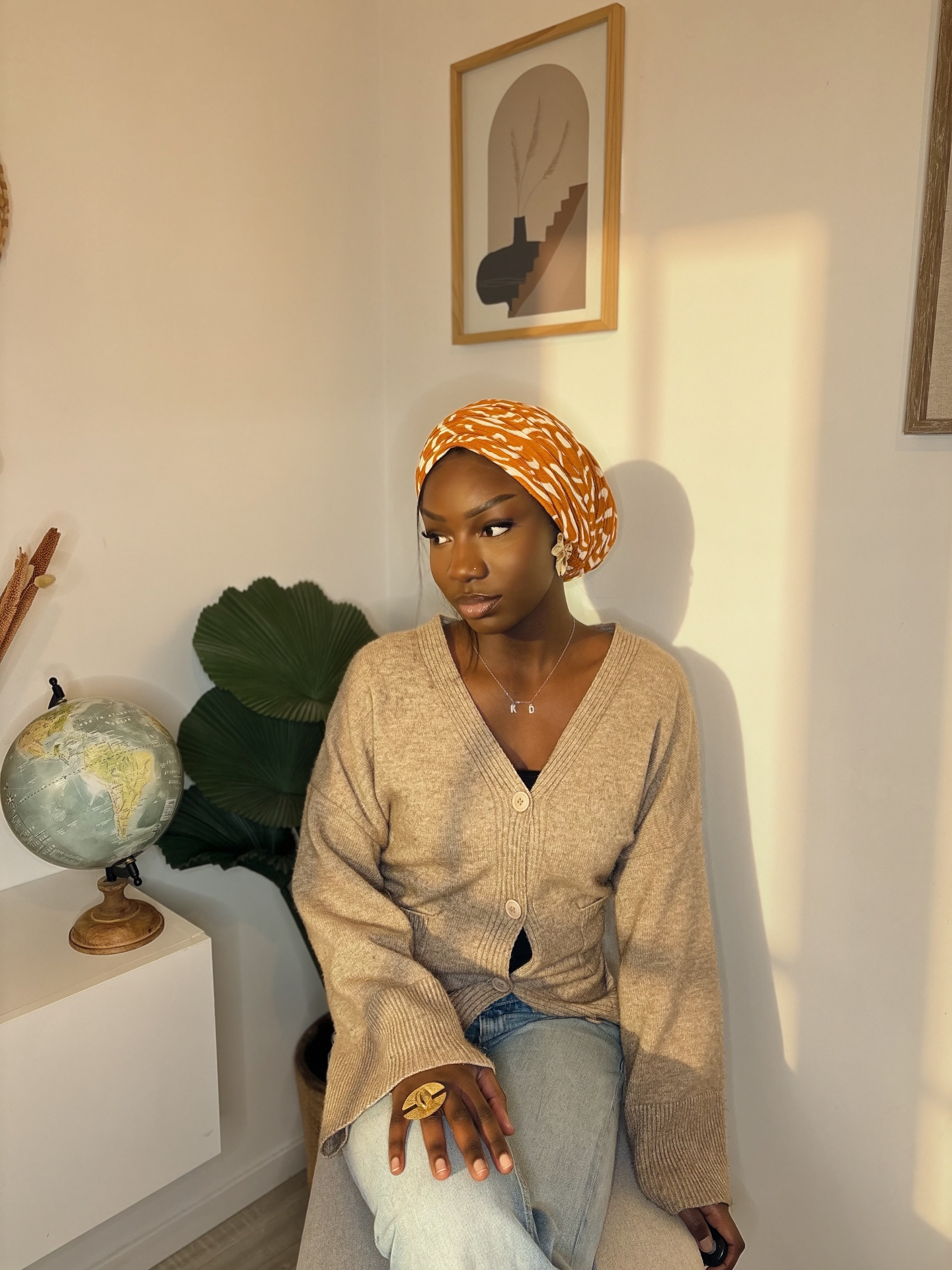 Turban Linguere - Motifs Orange