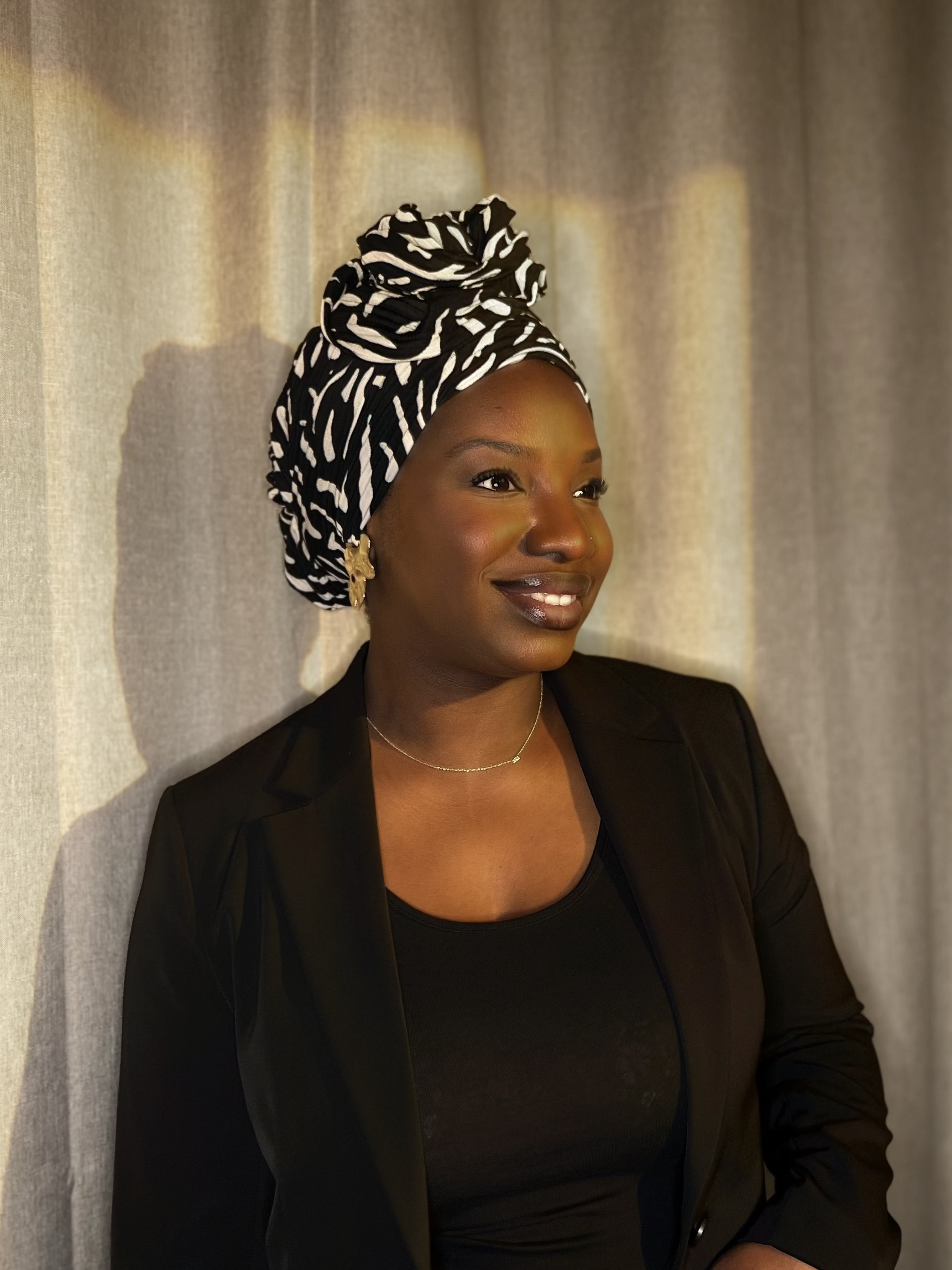 Turban Debbo à motifs Noir (2 en 1)