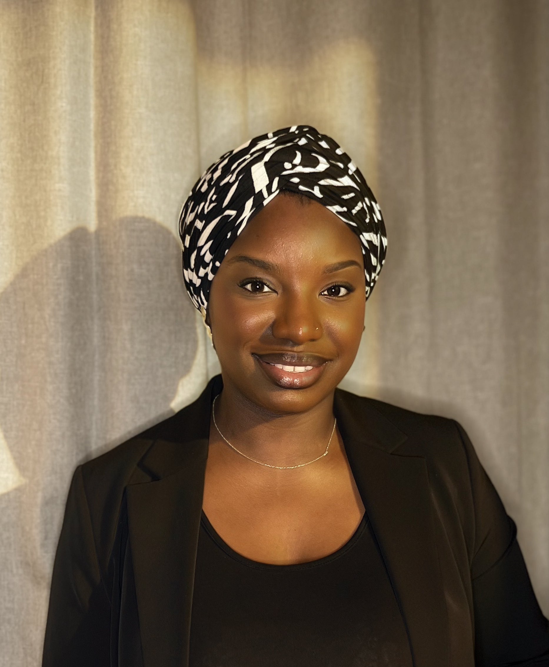 Turban Orani Motifs Noir (2 en 1)