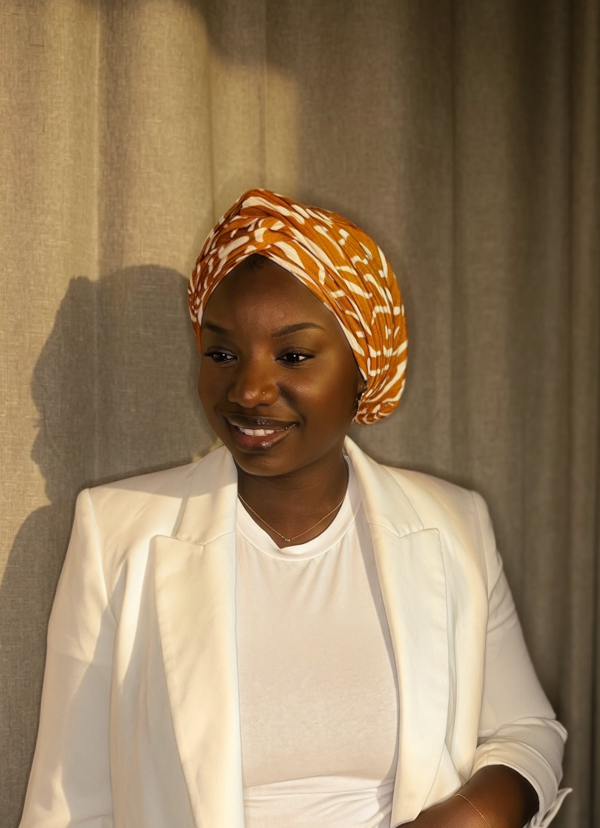 Turban Orani Motifs Orange (2 en 1)