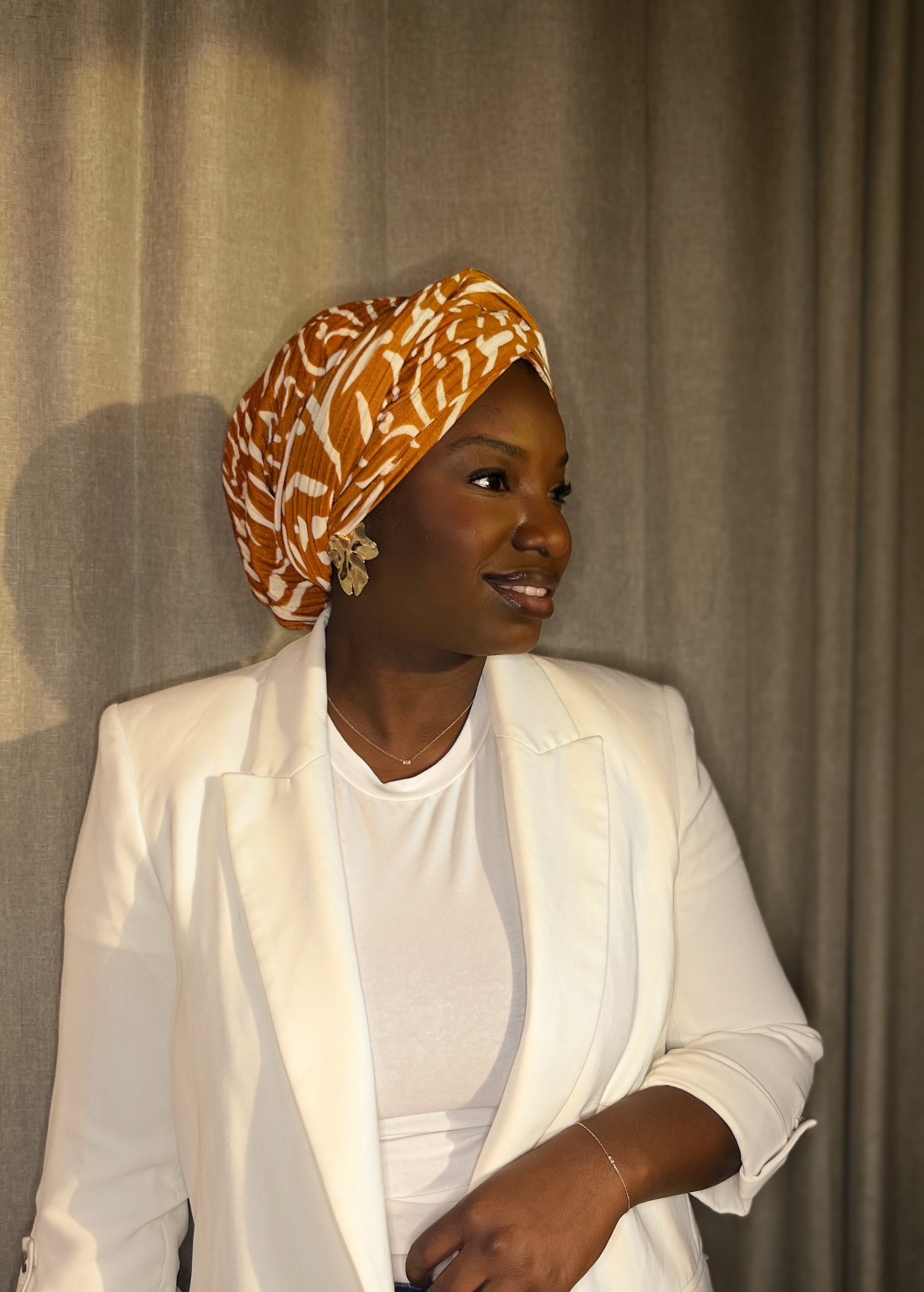 Turban Orani Motifs Orange (2 en 1)