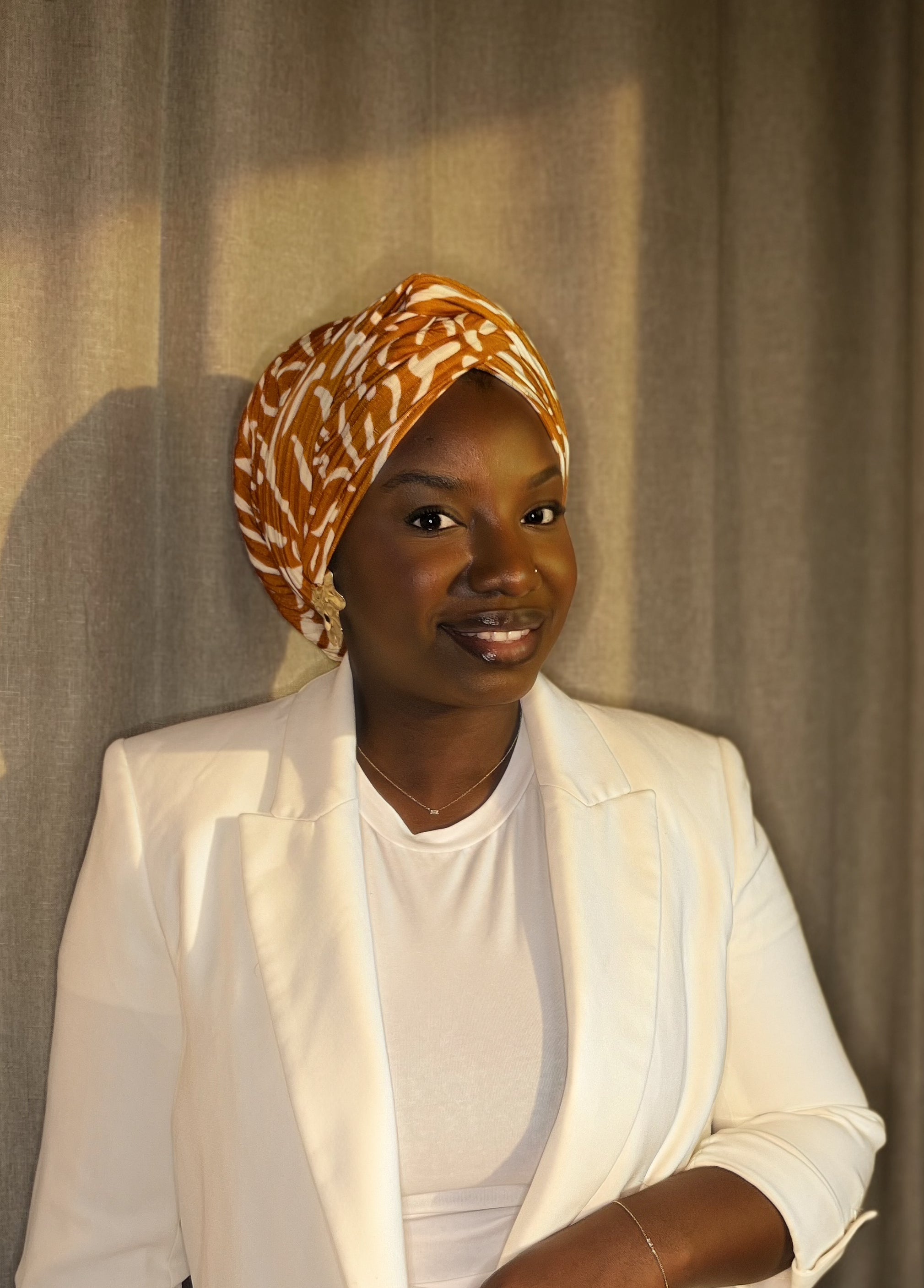 Turban Orani Motifs Orange (2 en 1)