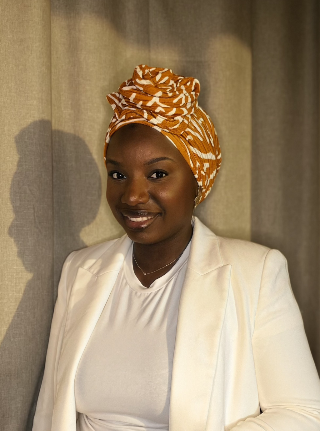 Turban Debbo à motifs Orange (2 en 1)