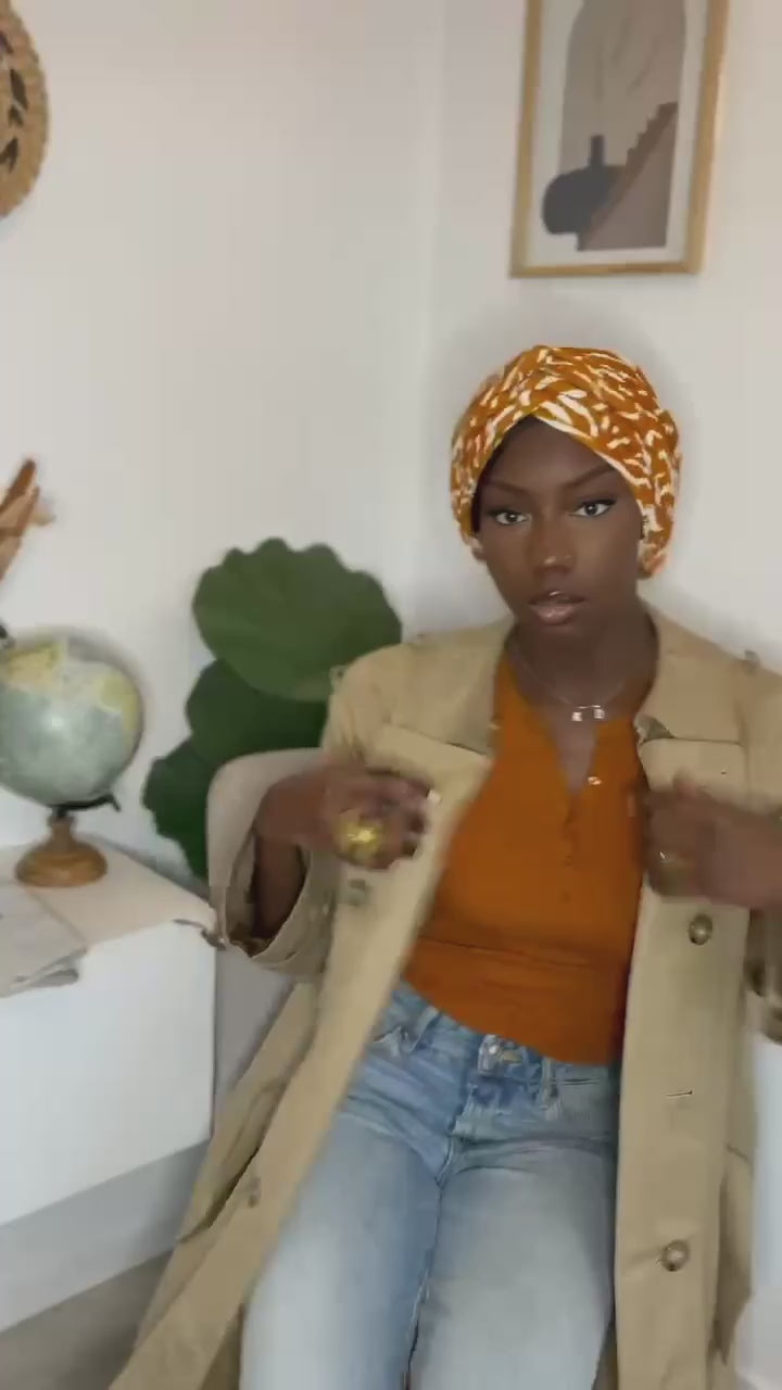 Turban Orani Motifs Orange (2 en 1)